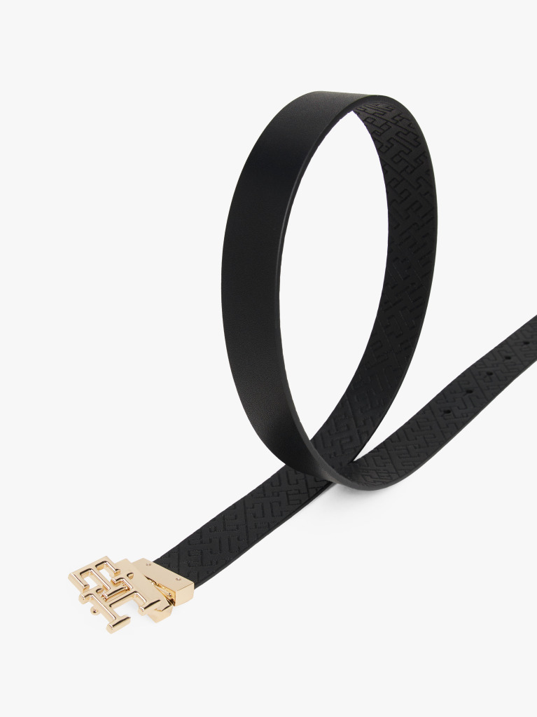 Black TH Monogram Reversible Leather Belt  Women