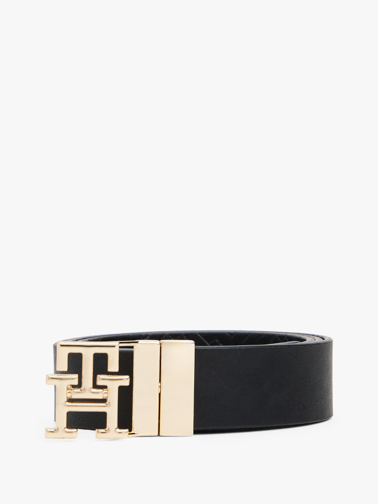 Black TH Monogram Reversible Leather Belt  Women