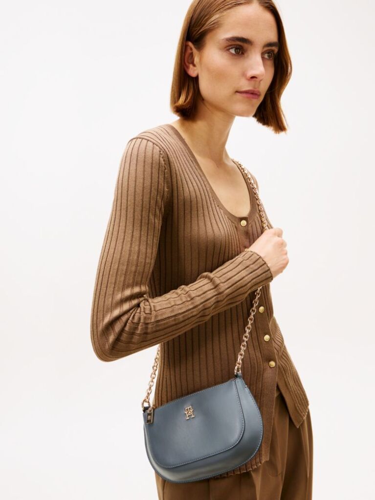 Grey TH Monogram Chain Strap Crossbody Bag  Women
