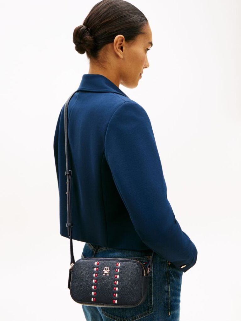 Blue Signature Tape Camera Bag  Women