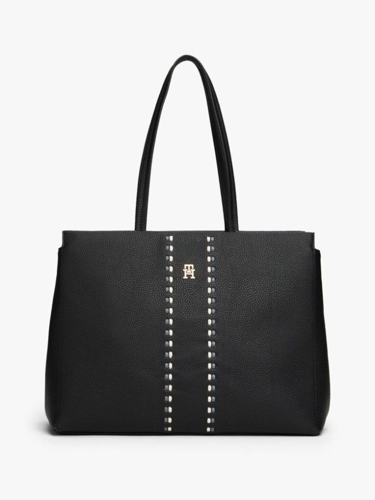 Black Signature Tape Tote  Women