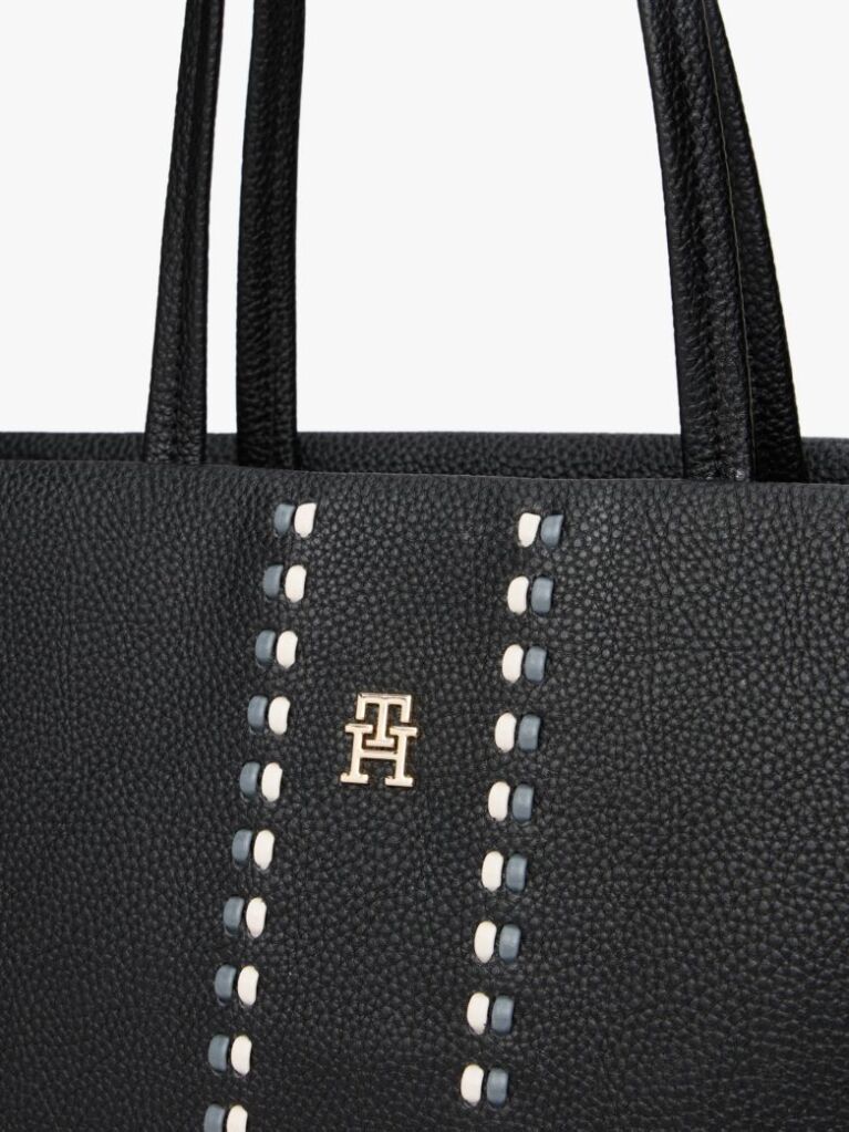 Black Signature Tape Tote  Women