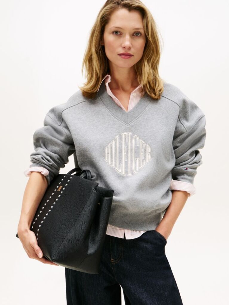 Black Signature Tape Tote  Women