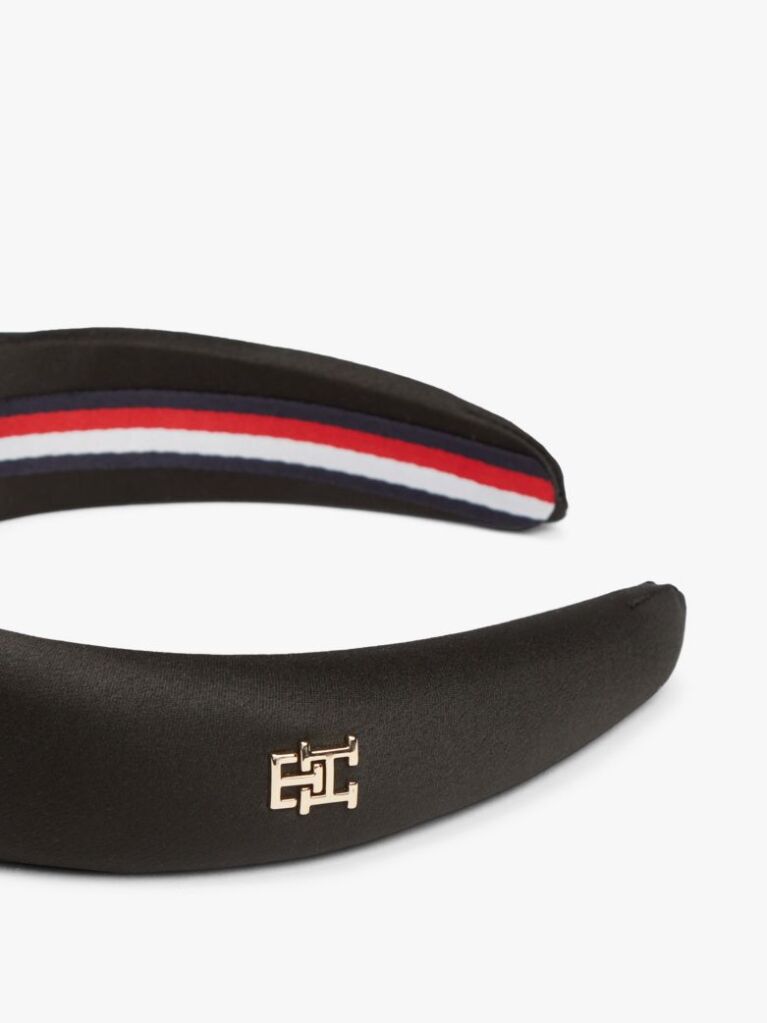 Black Chic TH Monogram Satin Headband  Women