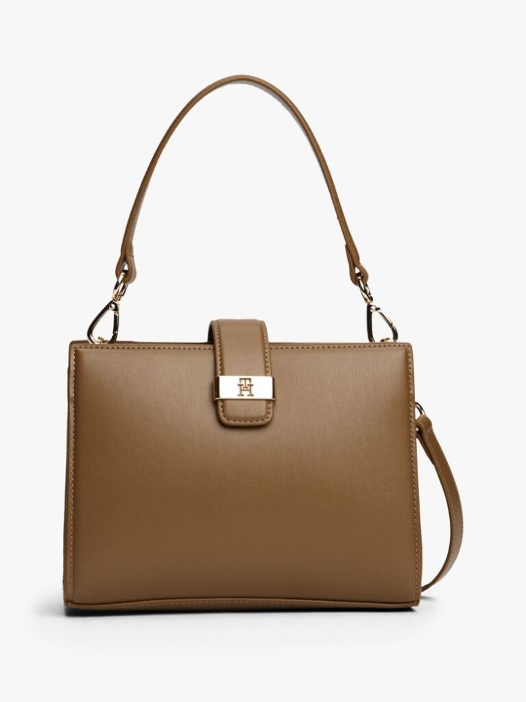 Brown Heritage TH Monogram Plaque Satchel  Women