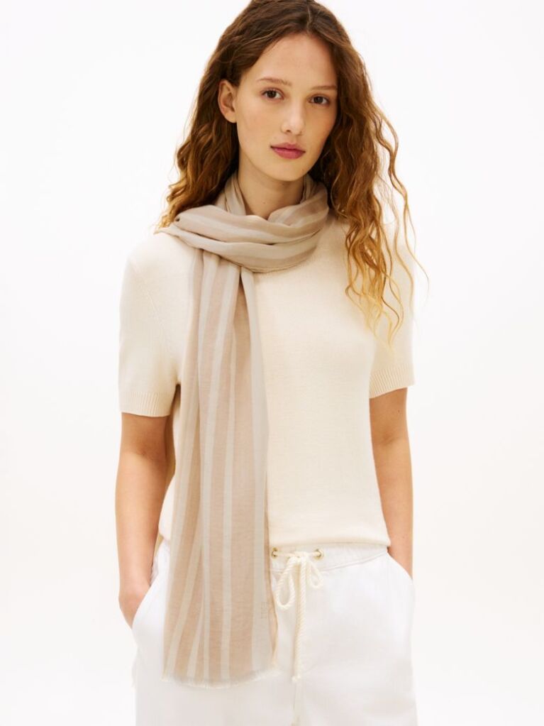 Beige Chic TH Monogram Rectangular Scarf  Women