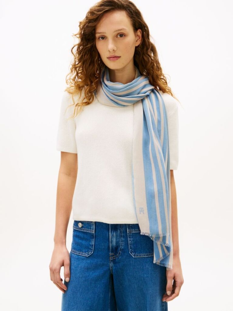 Blue Chic TH Monogram Rectangular Scarf  Women