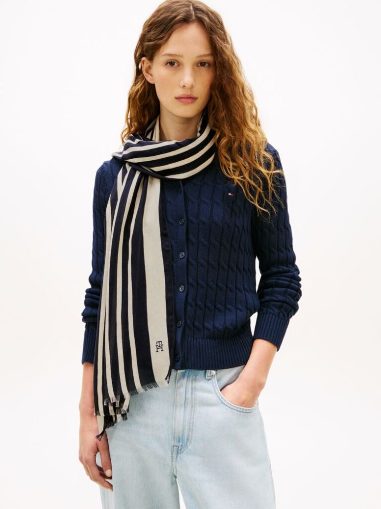 Blue Chic TH Monogram Rectangular Scarf  Women