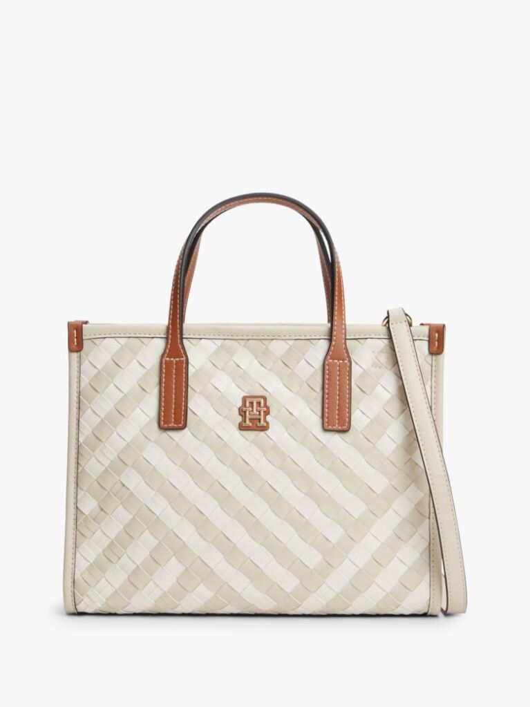 Beige City Woven Crossbody Tote Bag  Women
