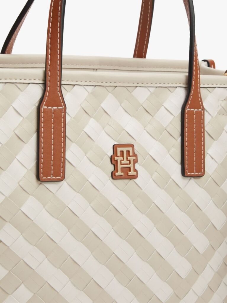 Beige City Woven Crossbody Tote Bag  Women