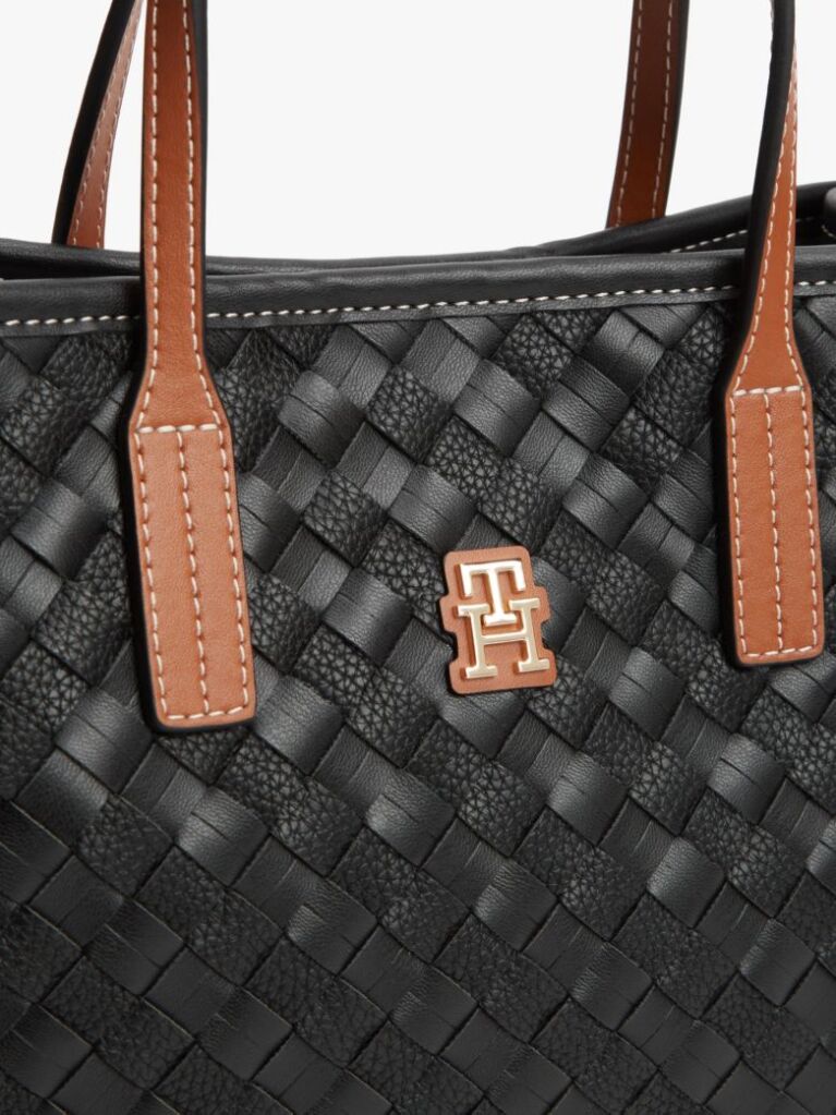 Black City Woven Crossbody Tote Bag  Women