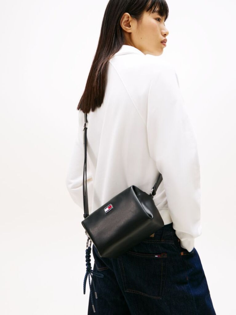 Black Logo Boxy Crossbody Camera Bag  Women