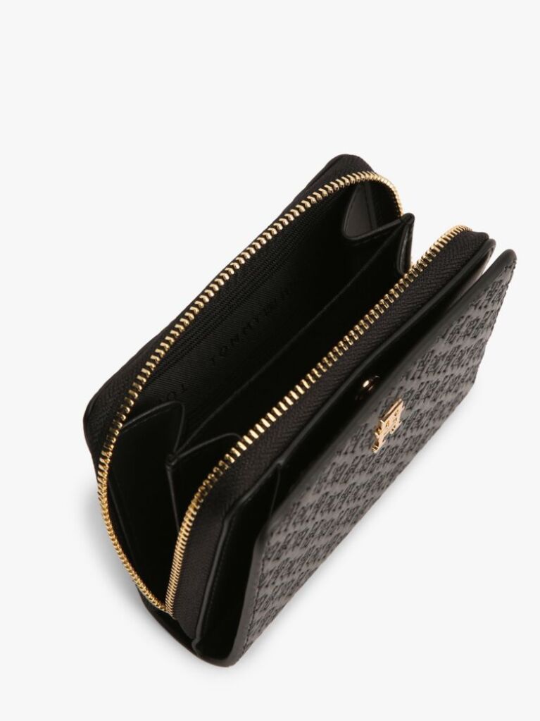 Black Hilfiger Icon Debossed Zip-Around Flap Wallet  Women