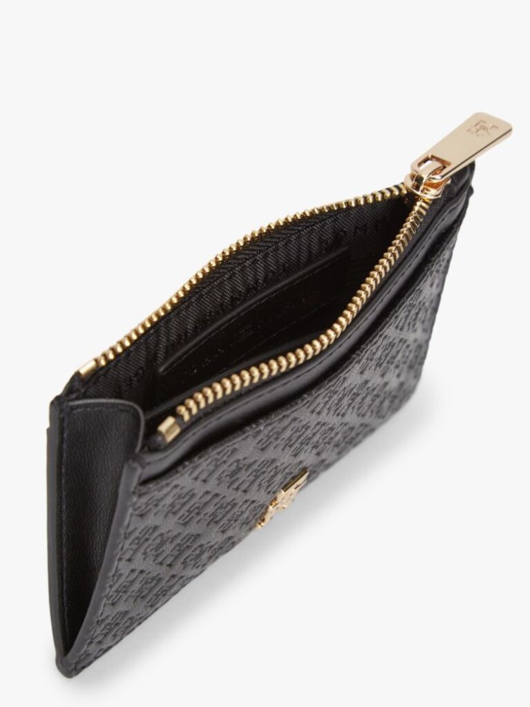 Black Hilfiger Icon Debossed Credit Card Holder  Women