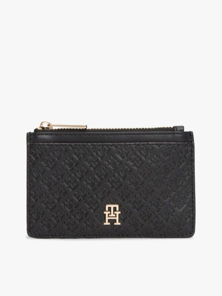 Black Hilfiger Icon Debossed Credit Card Holder  Women