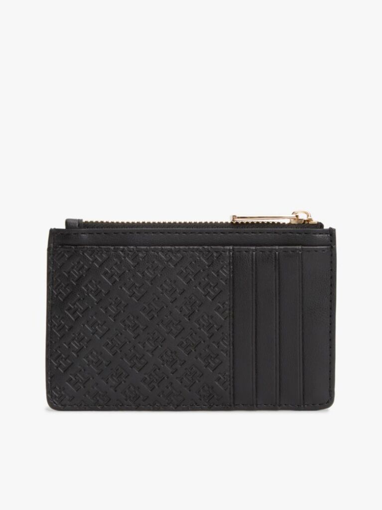 Black Hilfiger Icon Debossed Credit Card Holder  Women