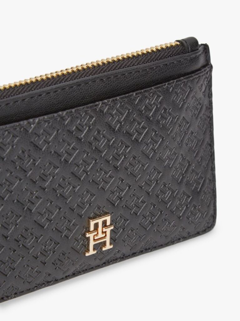 Black Hilfiger Icon Debossed Credit Card Holder  Women