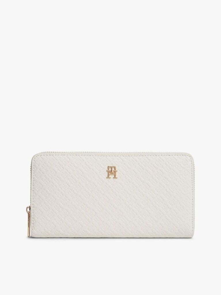 Beige Hilfiger Icon Debossed Zip-Around Wallet  Women