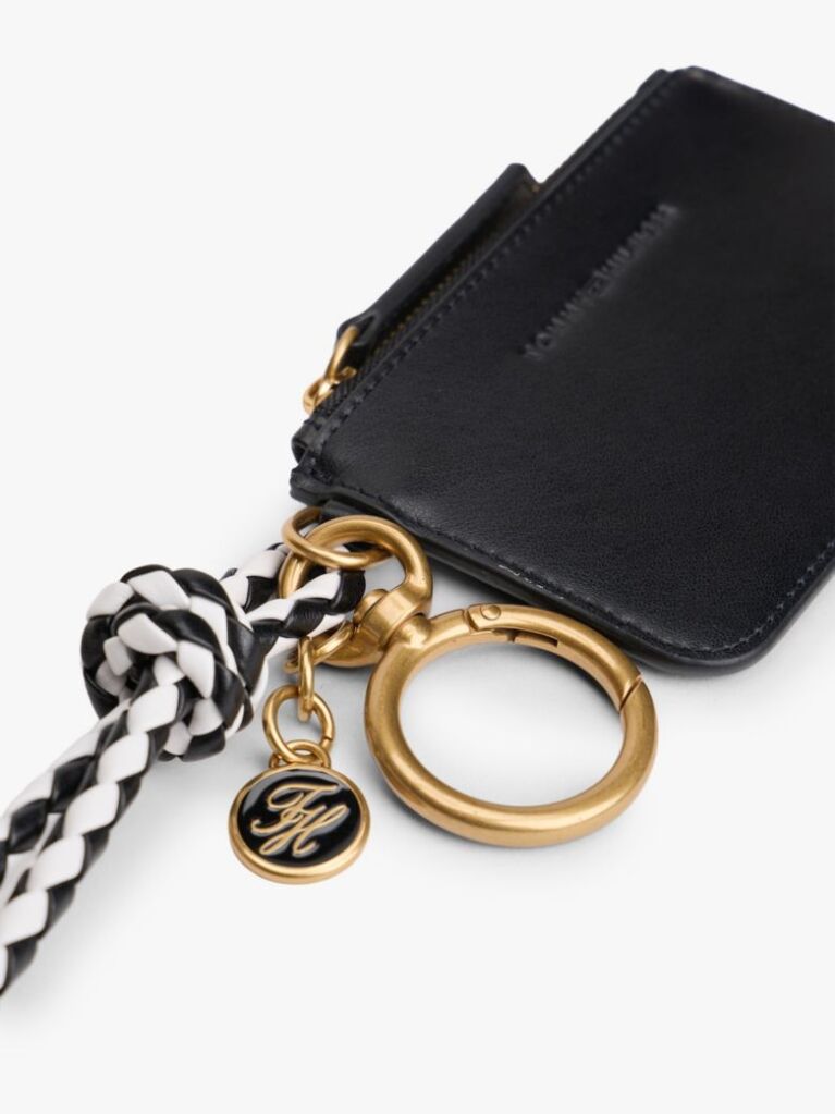 Black Multi Charm Leather Keyring Purse  Women