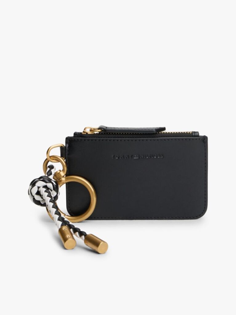 Black Multi Charm Leather Keyring Purse  Women