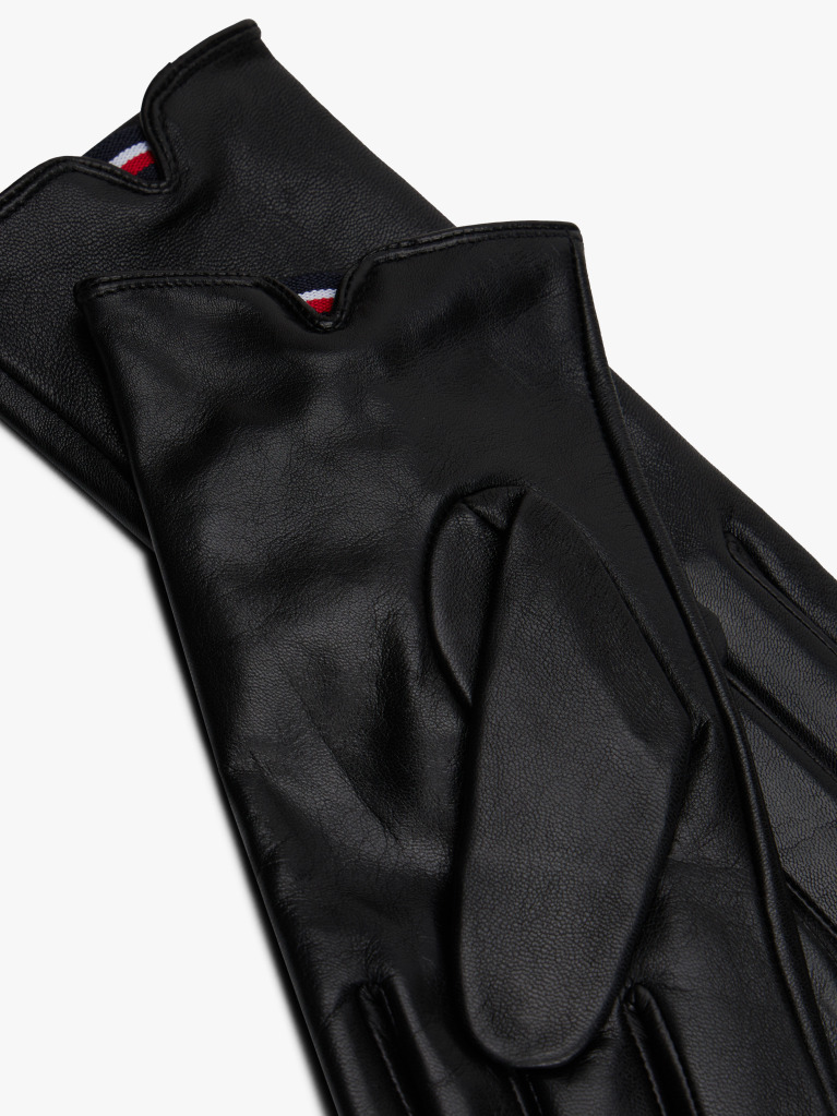 Black Chic TH Monogram Plaque Leather Gloves  Women