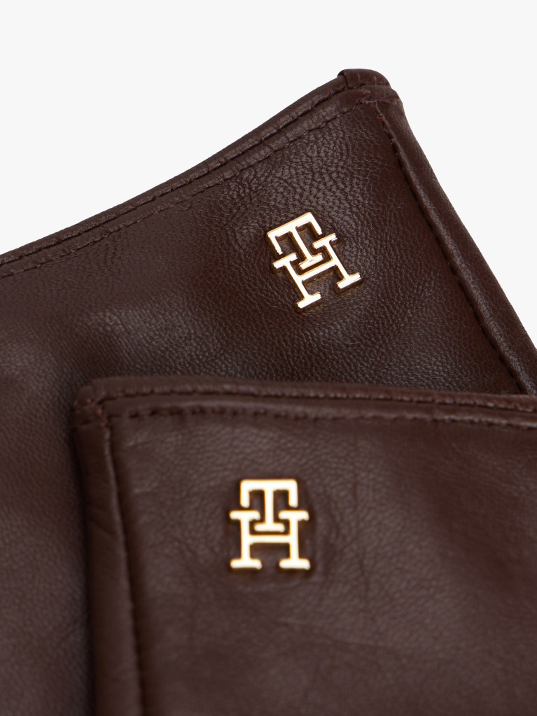 Brown Chic TH Monogram Plaque Leather Gloves  Women