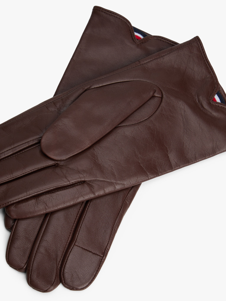 Brown Chic TH Monogram Plaque Leather Gloves  Women