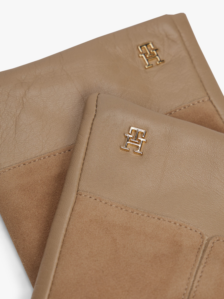 Beige Chic Suede Back Leather Gloves  Women