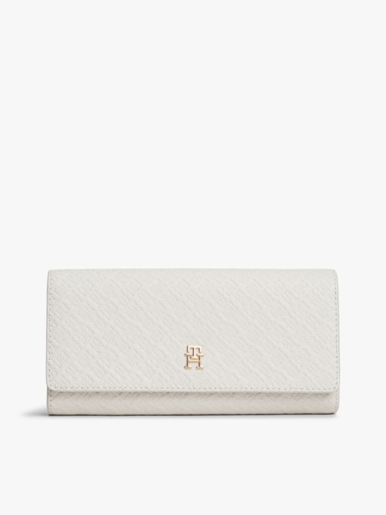 Beige Hilfiger Icon Embossed Flap Wallet  Women