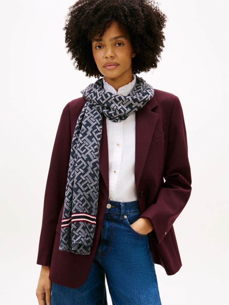 Blue TH Monogram Lightweight Scarf  Women