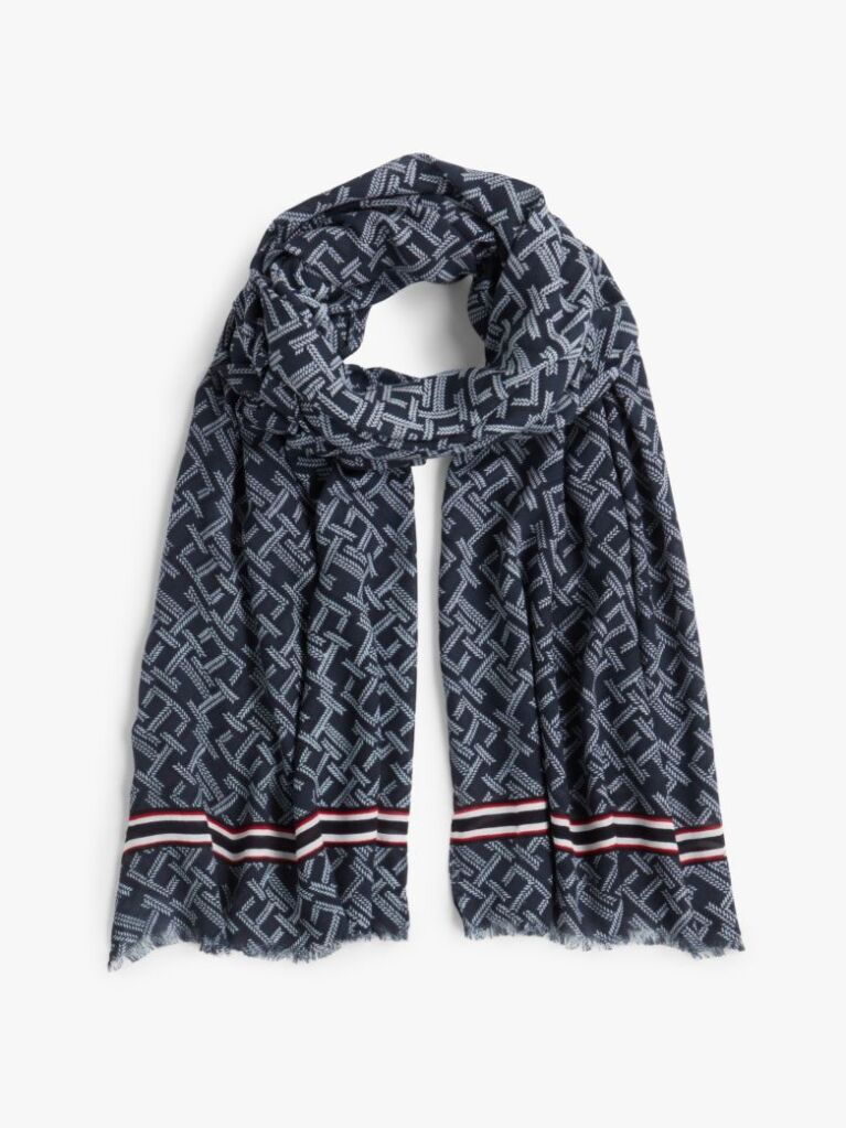 Blue TH Monogram Lightweight Scarf  Women