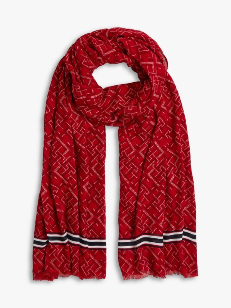 Red TH Monogram Lightweight Scarf  Women