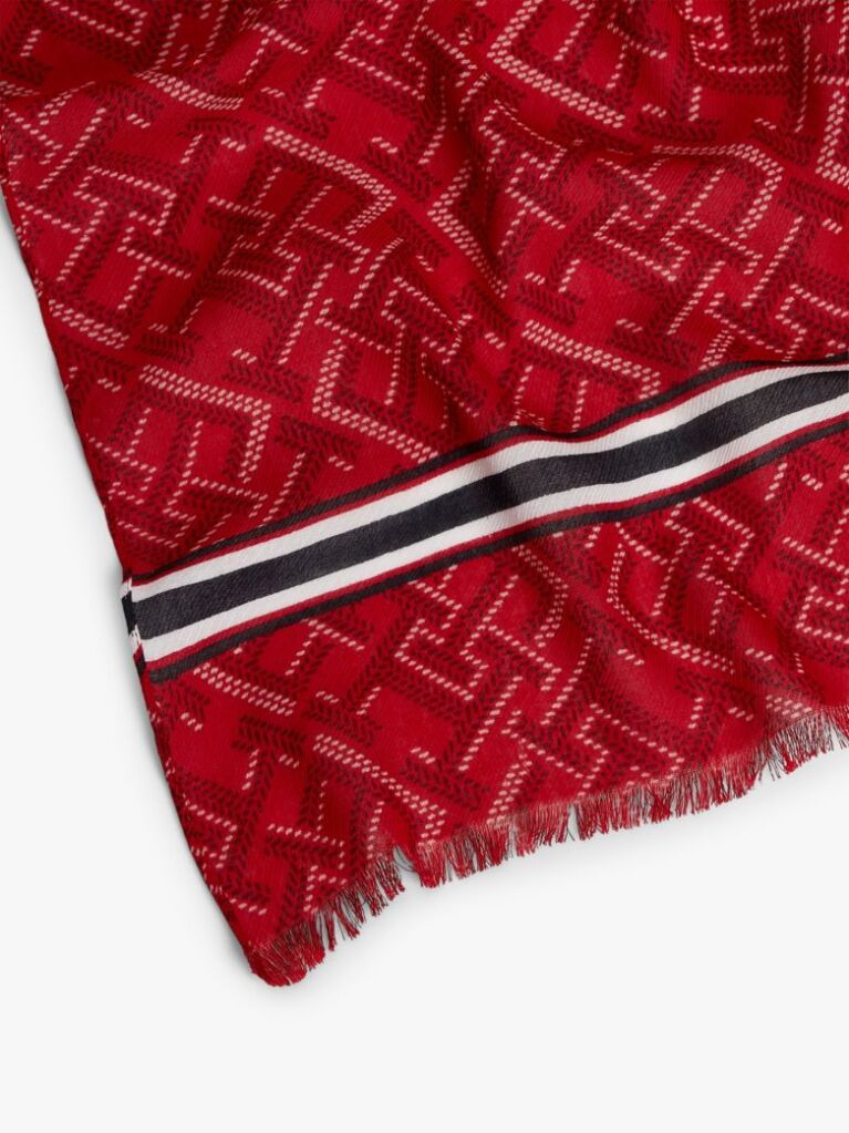 Red TH Monogram Lightweight Scarf  Women