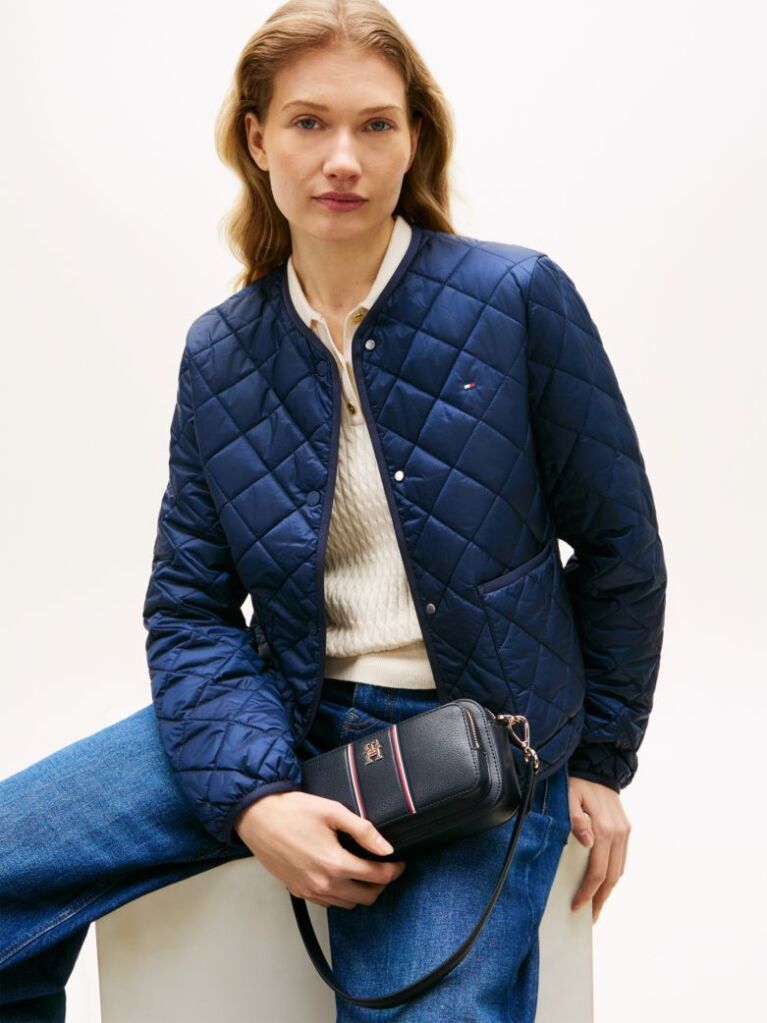 Blue Signature Shoulder Camera Bag  Women