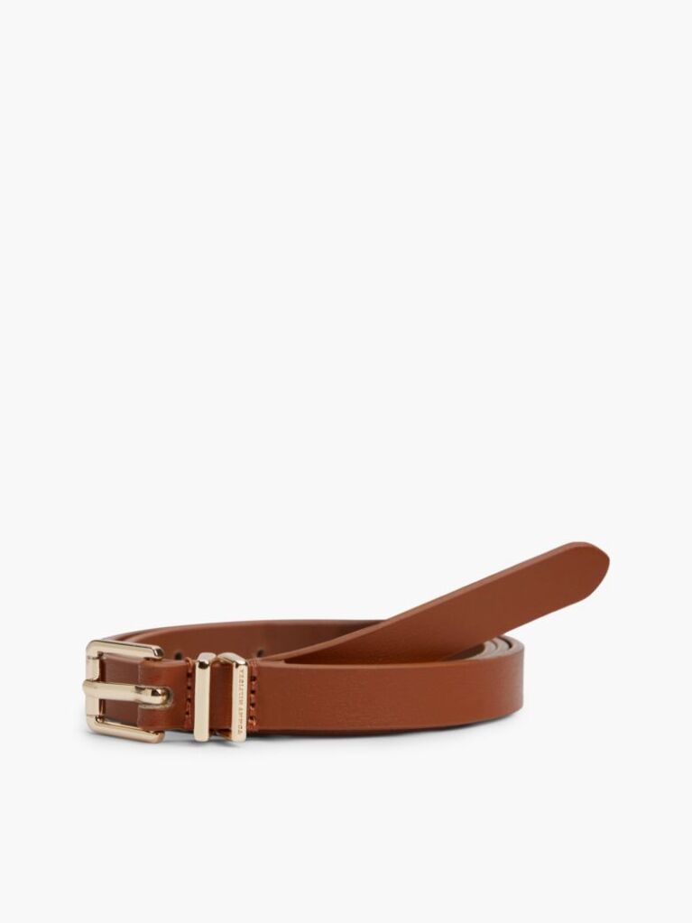 Brown Square Roller Buckle Leather Belt  Women
