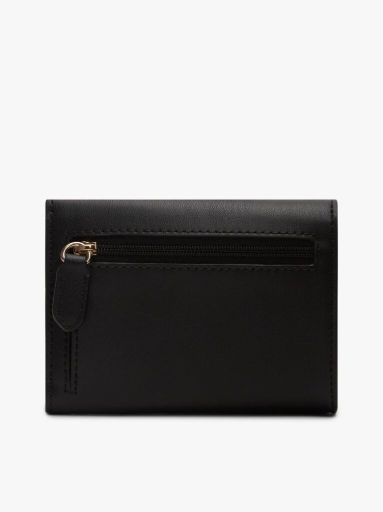 Black Modern TH Monogram Turn Lock Trifold Wallet  Women