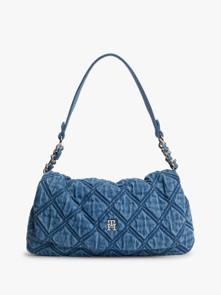 Denim Quilted Denim TH Monogram Shoulder Bag  Women