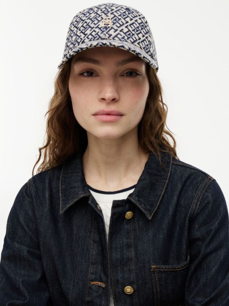 Blue TH Monogram Jacquard Baseball Cap  Women