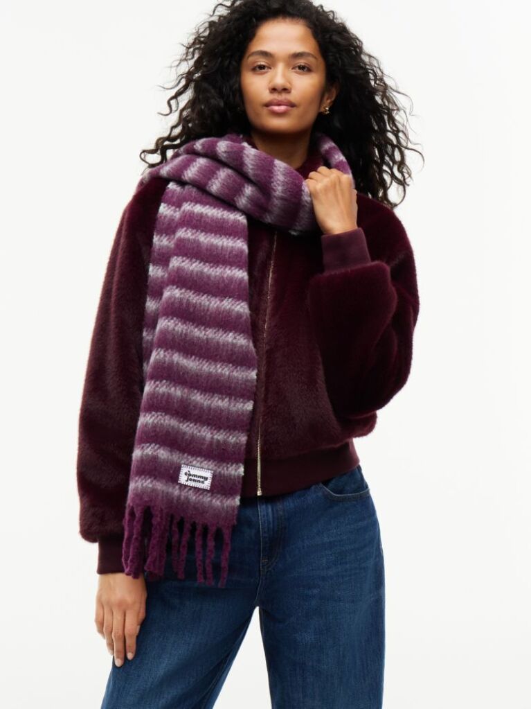 Multi Wool Blend Logo Fringe Scarf  Women