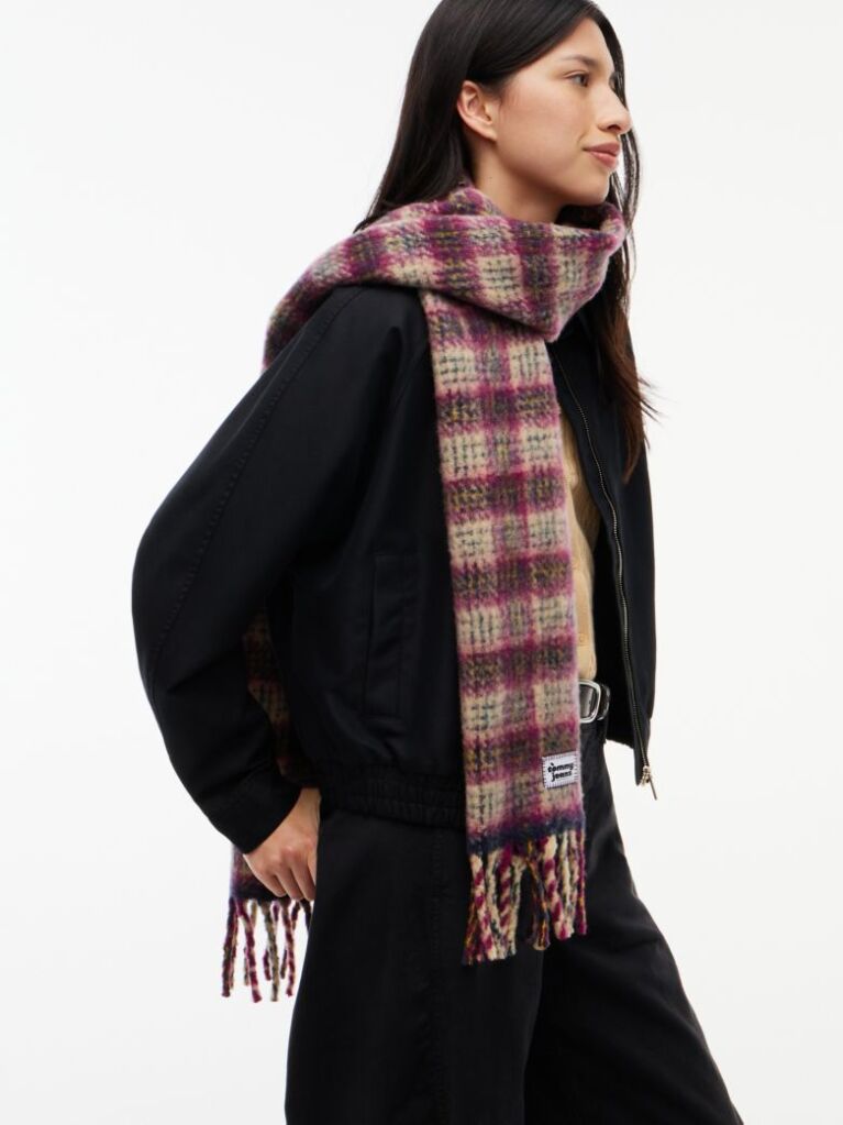 Multi Wool Blend Logo Fringe Scarf  Women