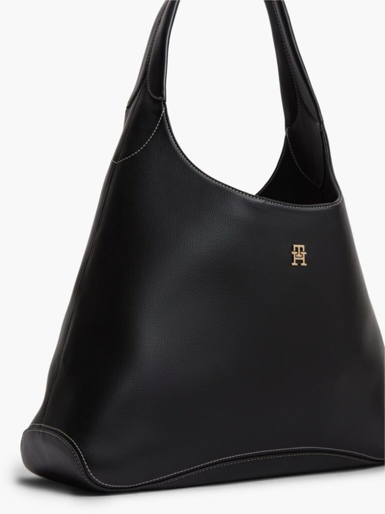 Black Zip Pocket TH Monogram Hobo Bag  Women