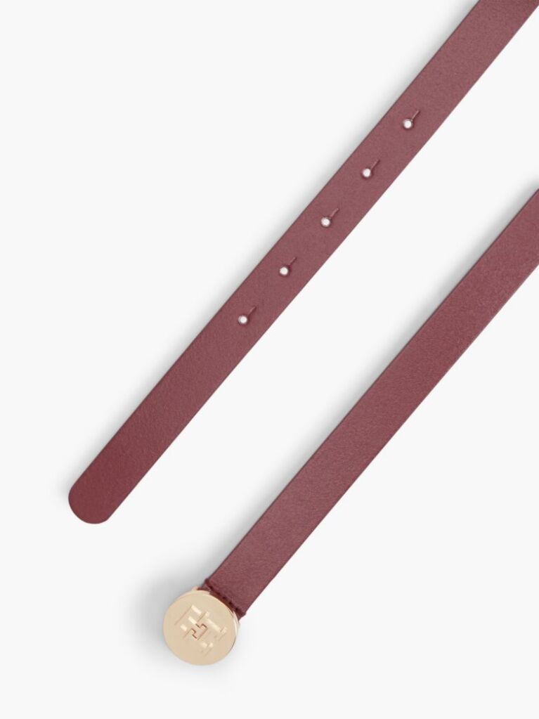 Red TH Monogram Leather Plaque Belt  Women