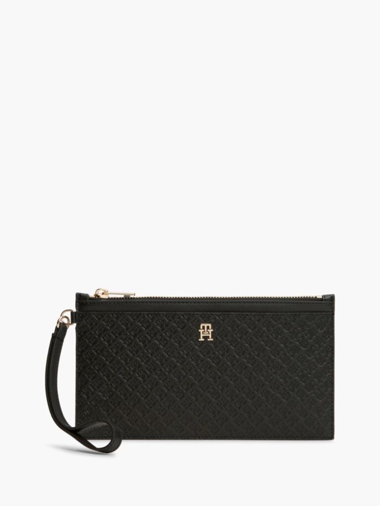 Black Hilfiger Icon Debossed Wrist Pouch  Women