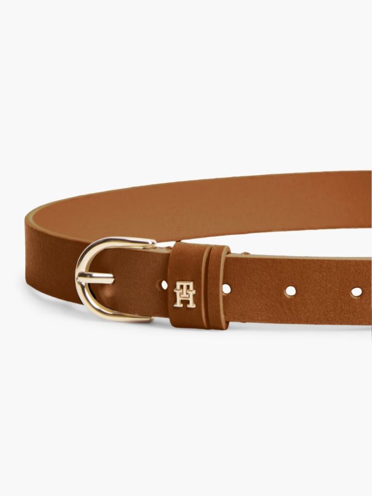 Brown Essential Rounded Buckle Suede Belt  Women