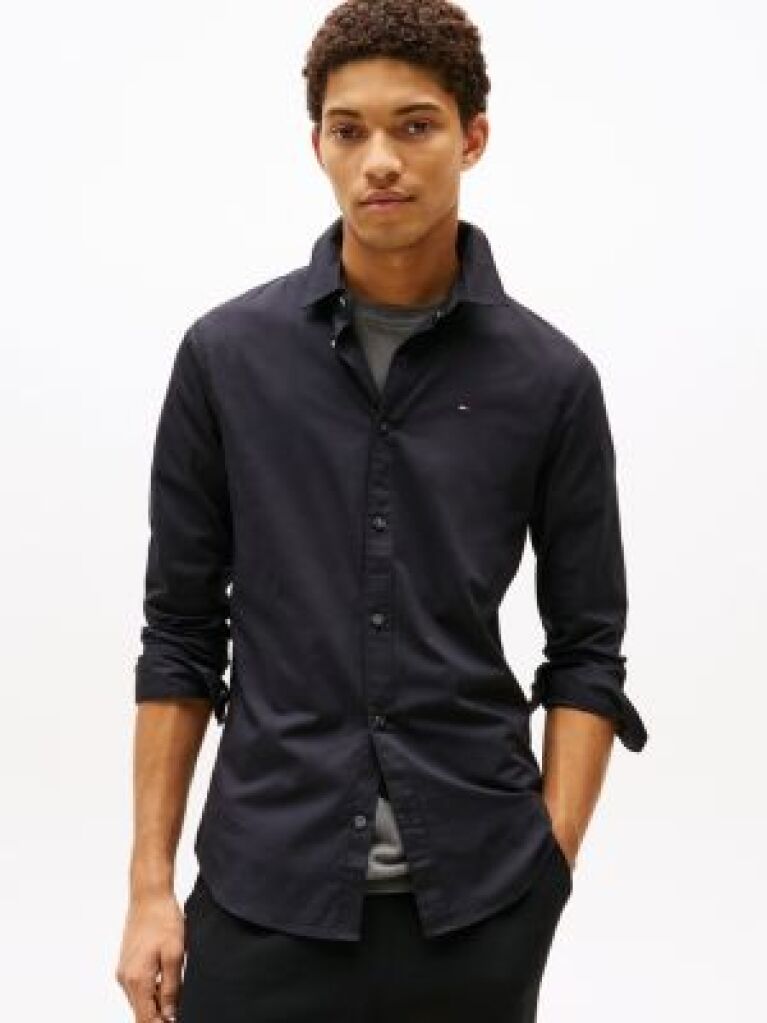 Black Stretch Slim Fit Shirt  Men