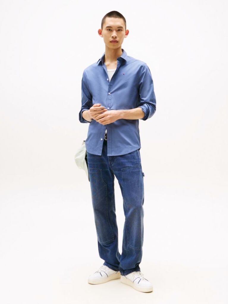 Blue Stretch Slim Fit Shirt  Men