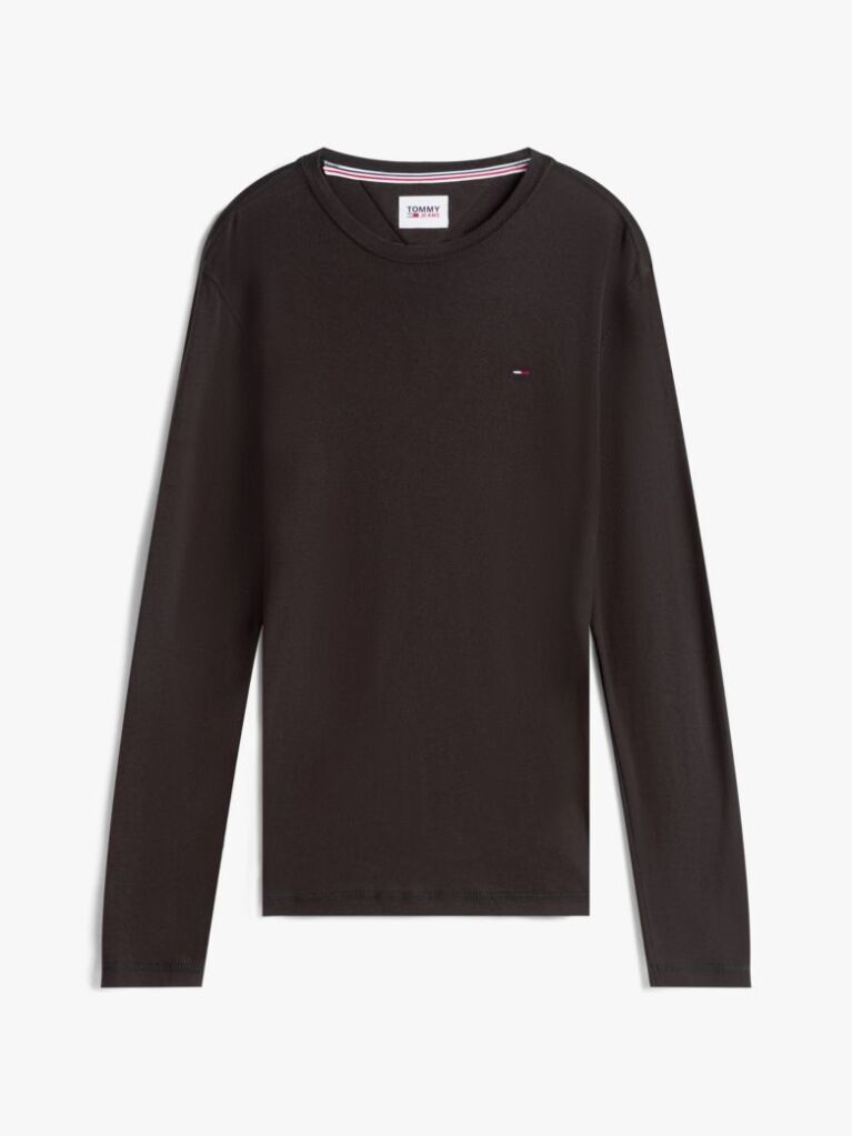 Black LONG SLEEVED RIBBED ORGANIC COTTON T-SHIRT  Men