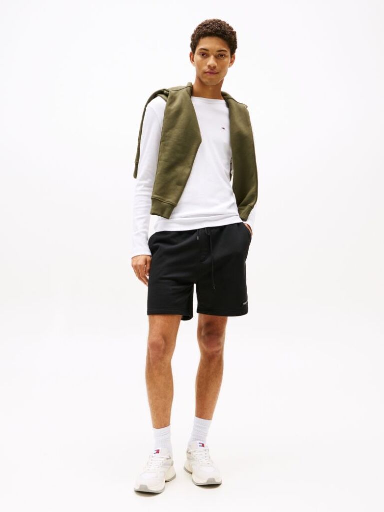 White LONG SLEEVED RIBBED ORGANIC COTTON T-SHIRT  Men