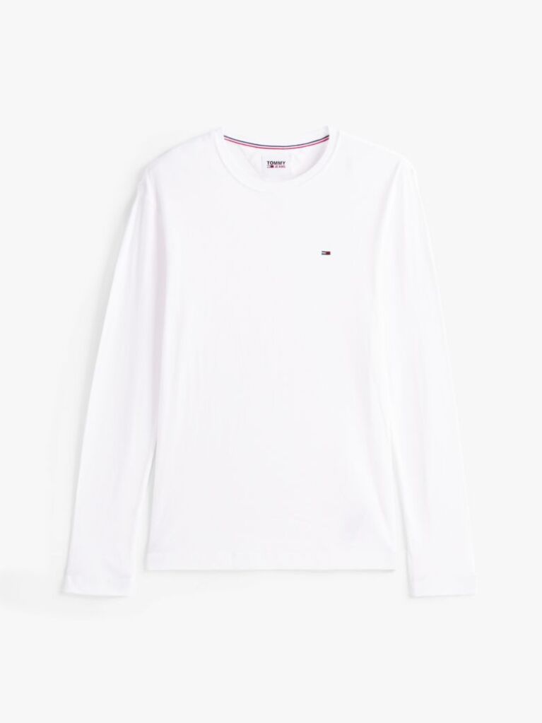 White LONG SLEEVED RIBBED ORGANIC COTTON T-SHIRT  Men
