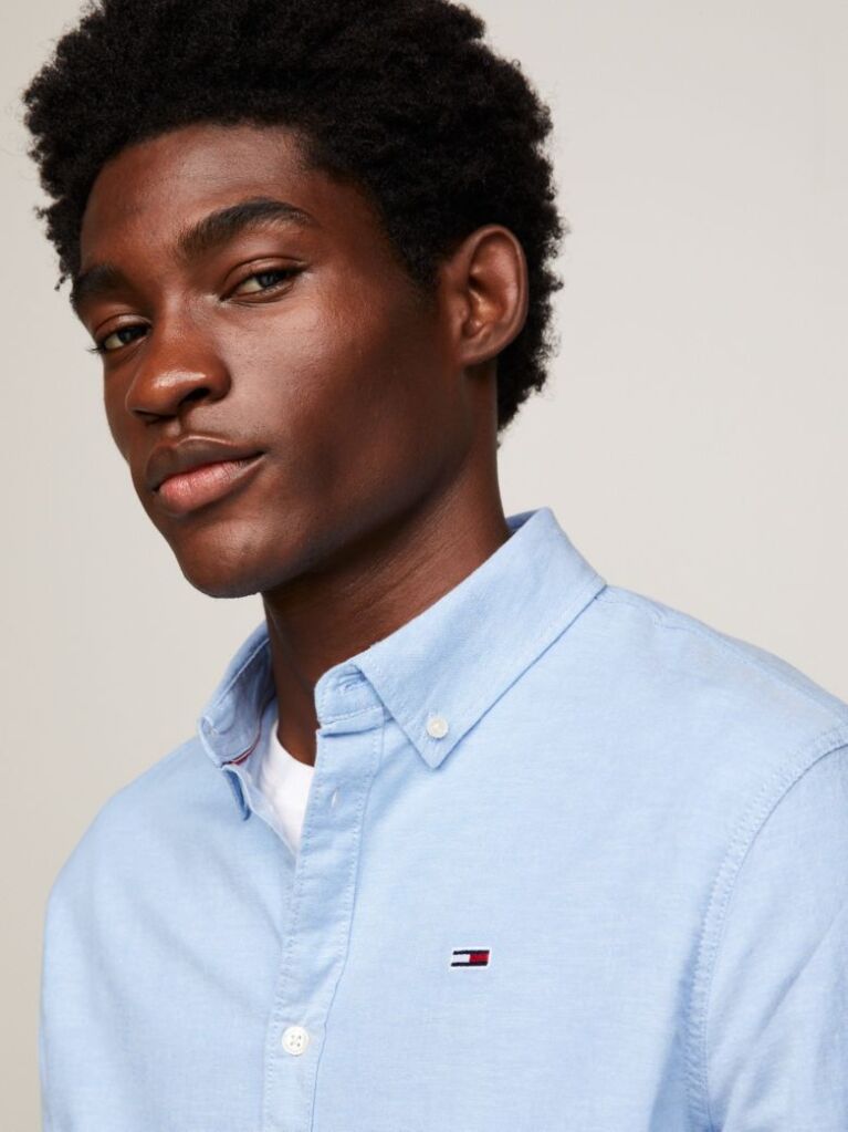 Blue Stretch Organic Cotton Slim Fit Shirt  Men